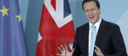 British Prime Minister Cameron speaks during news conference after talks with German Chancellor Merkel at Chancellery in Berlin